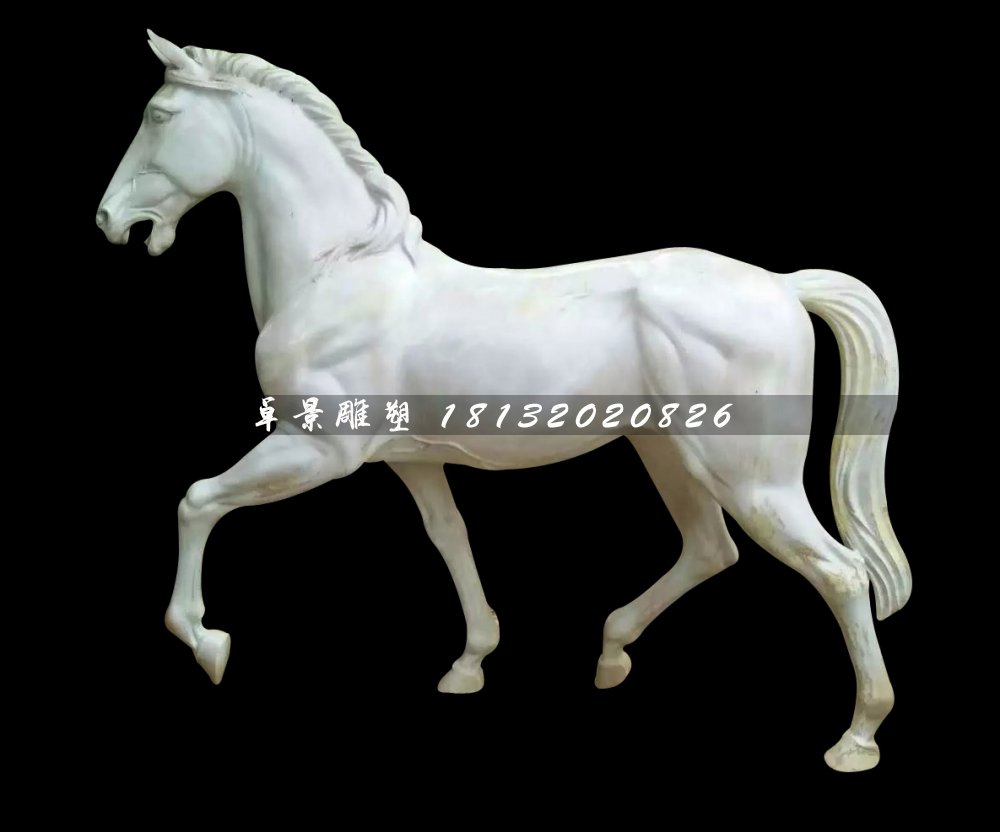 廣場白馬雕塑，玻璃鋼動物雕塑