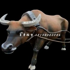 玻璃鋼耕地牛雕塑，玻璃鋼動物雕塑