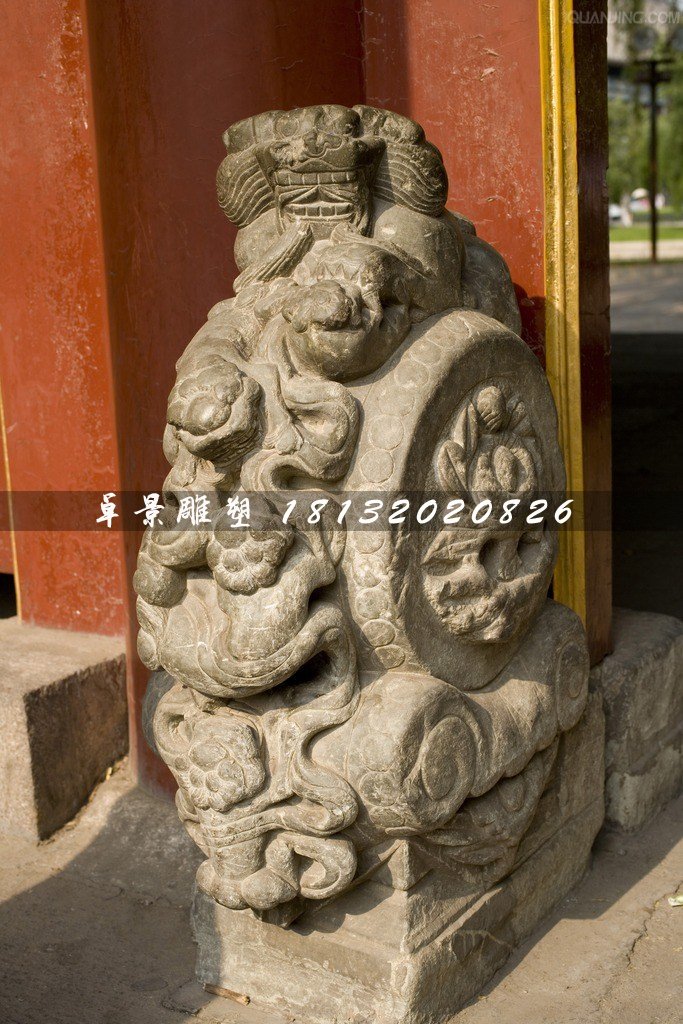 抱鼓石雕塑，仿古石門墩雕塑