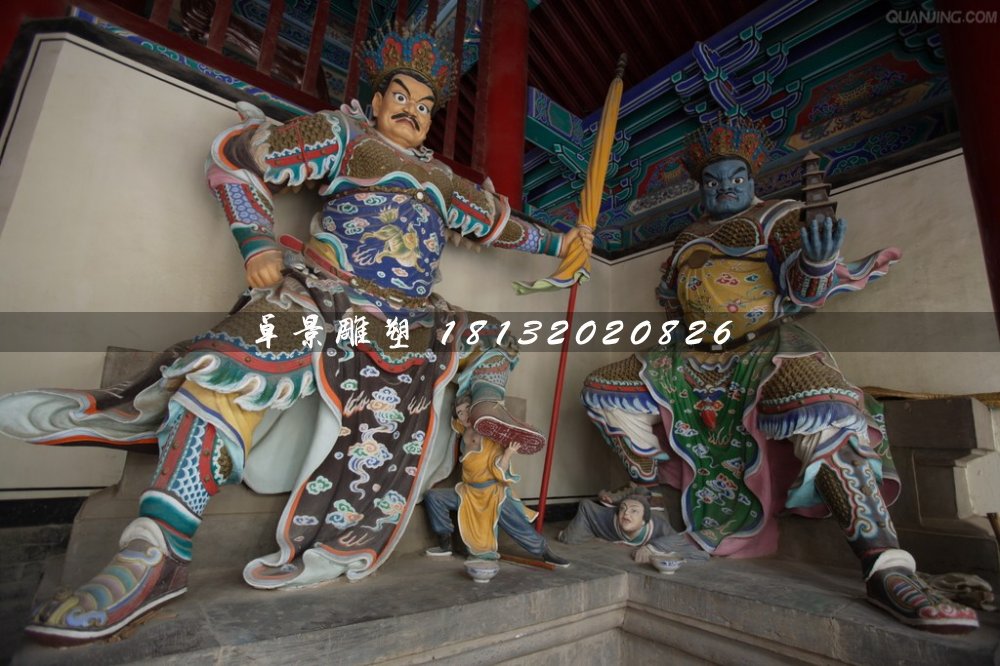 四大天王雕塑，玻璃鋼彩繪四大天王 (2)