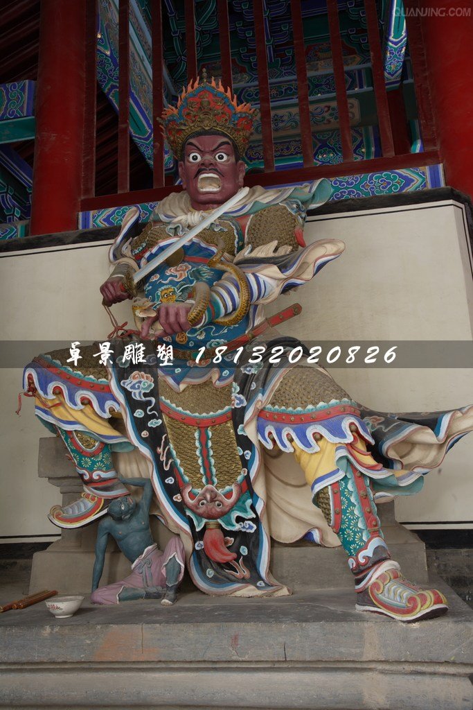 四大天王雕塑，玻璃鋼彩繪四大天王 (1)