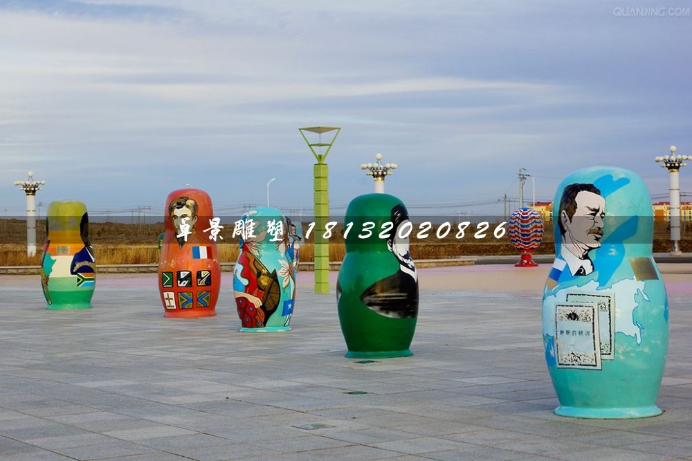 玻璃鋼套娃雕塑，玻璃鋼彩繪雕塑