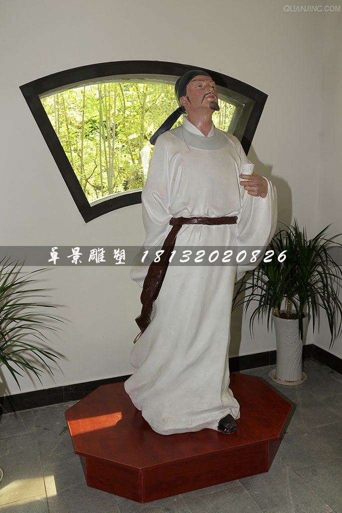 詩仙李白雕塑，玻璃鋼人物雕塑