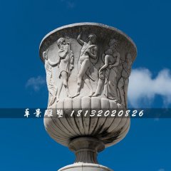 石雕花缽，大理石花盆