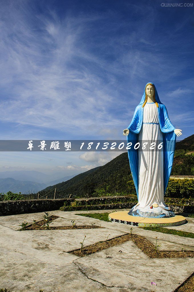 大型圣母像，玻璃鋼彩繪圣母