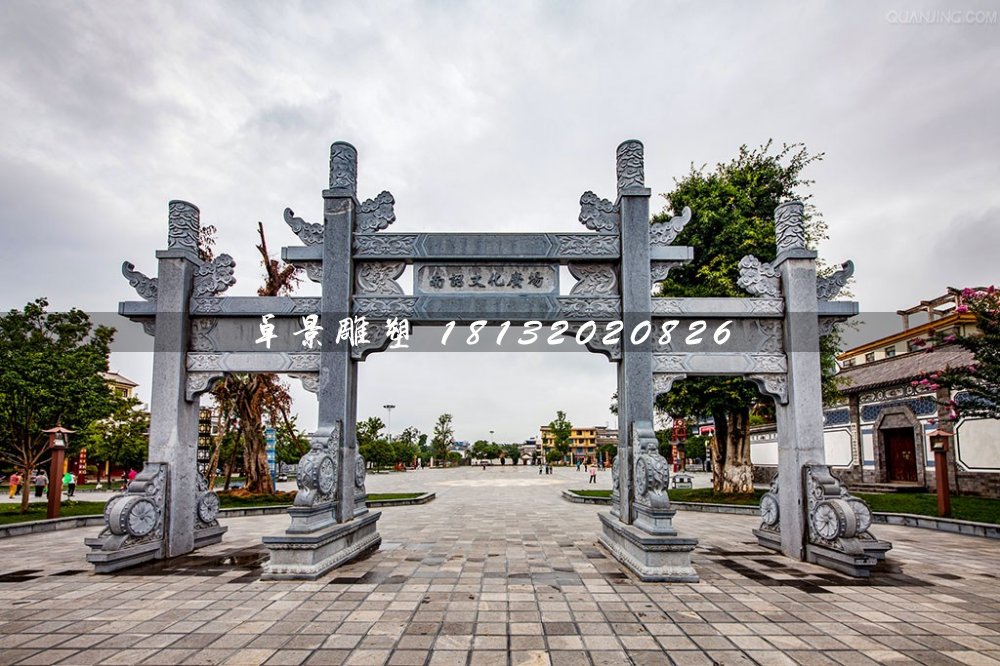 廣場石牌坊，三門石牌坊雕塑 (1)