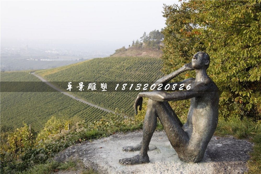 思考銅雕，抽象人物銅雕 (1)