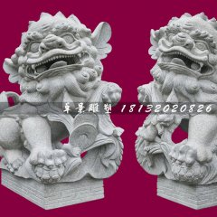 南獅石雕，大理石獻錢獅