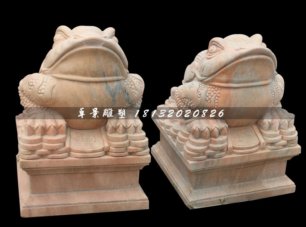 金蟾石雕，晚霞紅金蟾石雕