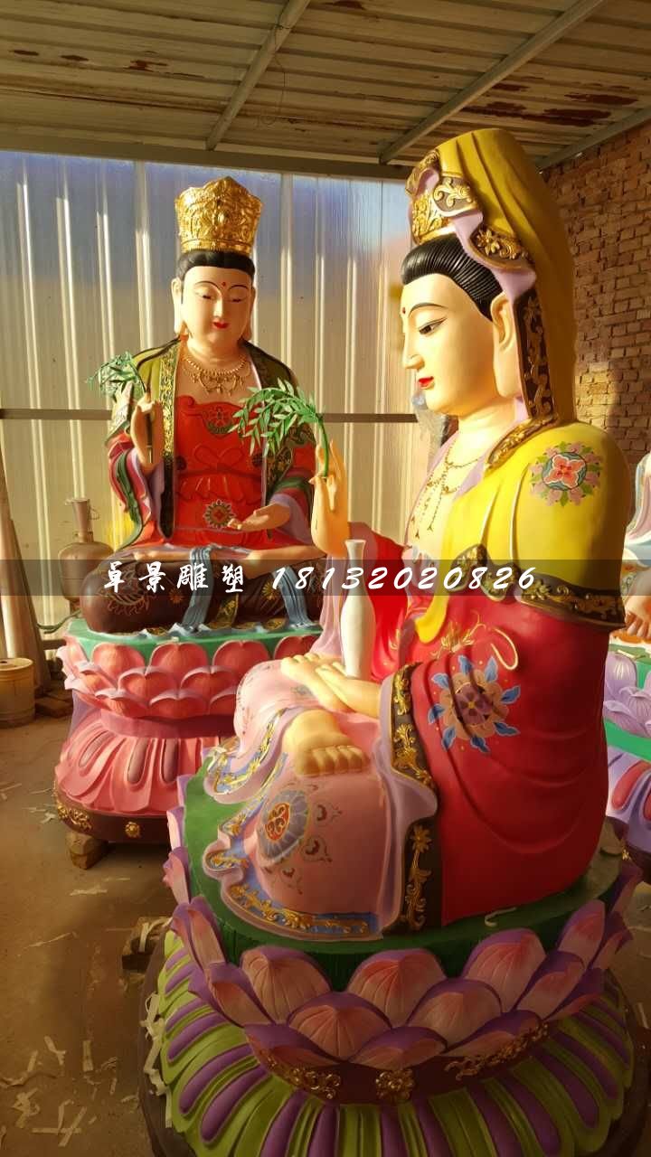 彩繪觀音雕塑，玻璃鋼佛像雕塑 (1)