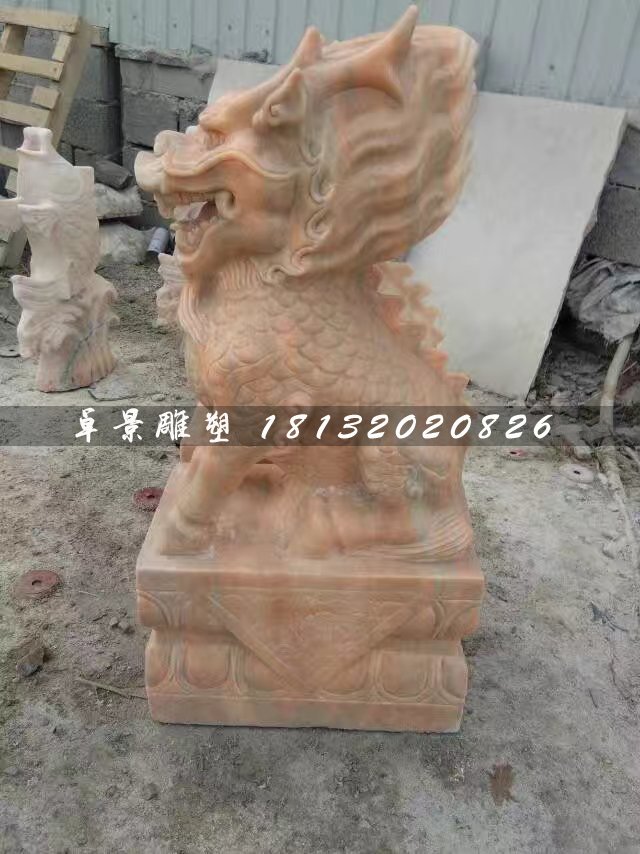 晚霞紅麒麟，神獸石雕 (3)