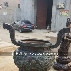 香爐雕塑，寺廟三足銅香爐
