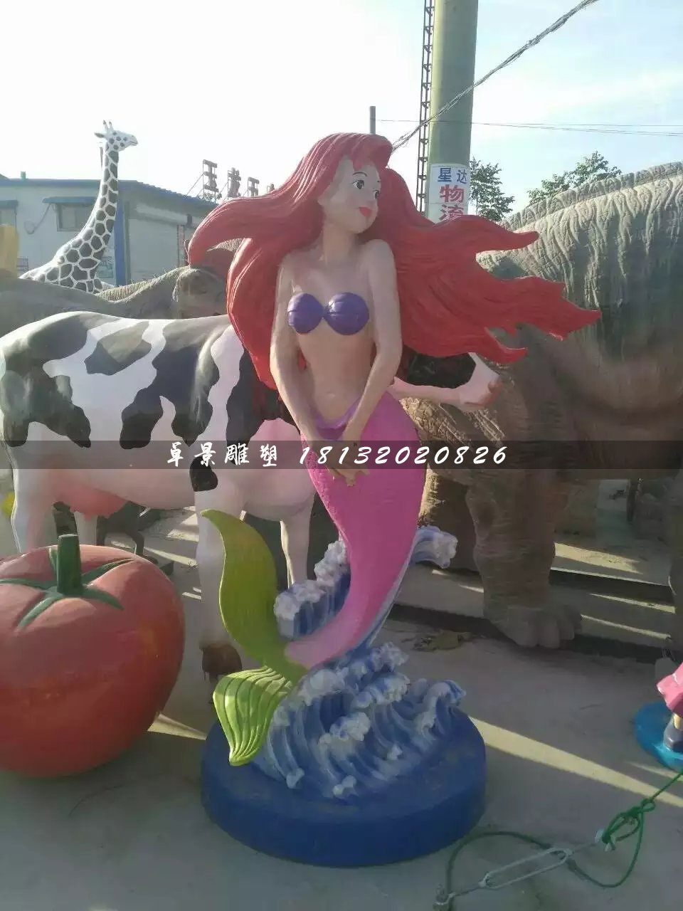 美人魚雕塑，玻璃鋼卡通雕塑