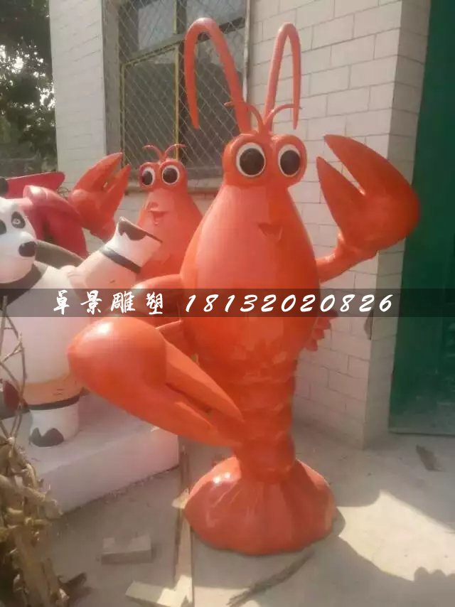 卡通大蝦雕塑，飯店標志雕塑 (2)