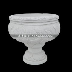 漢白玉花盆，園林景觀石雕