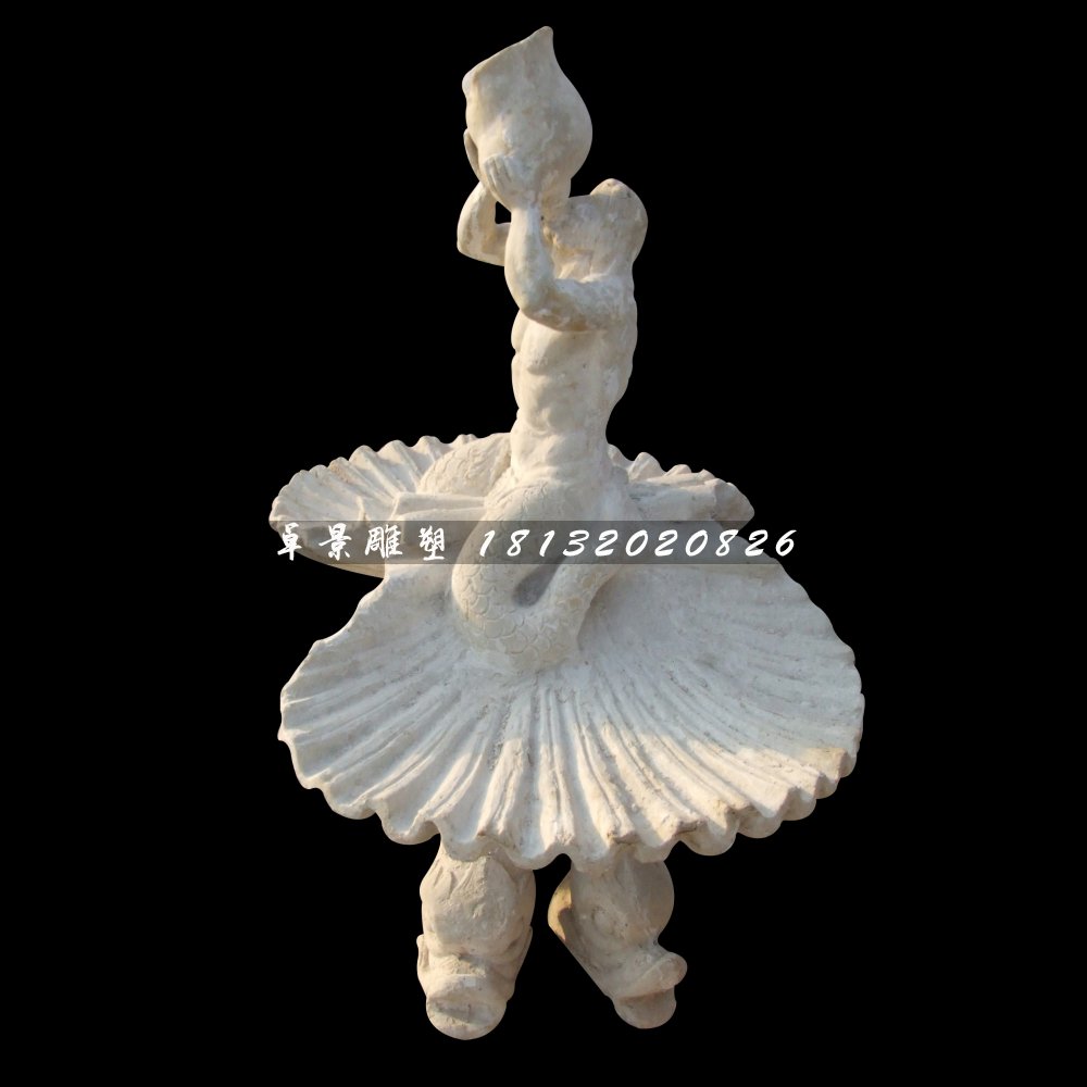 景觀石雕，晚霞紅人物石噴泉 (3)