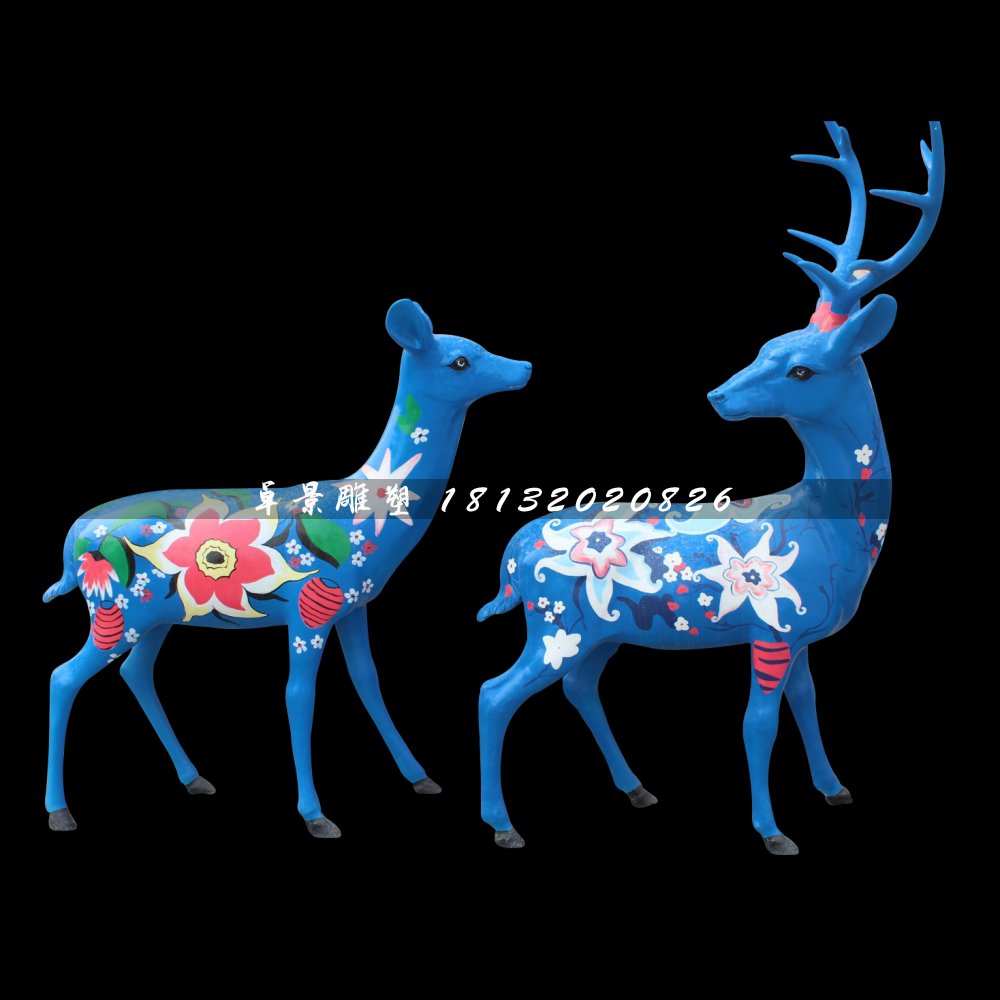 彩繪小鹿雕塑，玻璃鋼動物