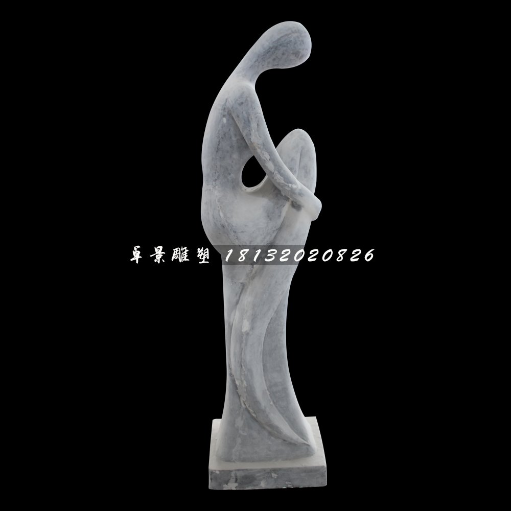 沉思的少女石雕，公園抽象人物石雕 (3)