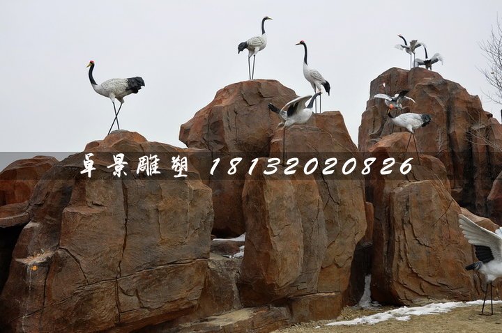 仿真仙鶴雕塑，玻璃鋼動(dòng)物雕塑