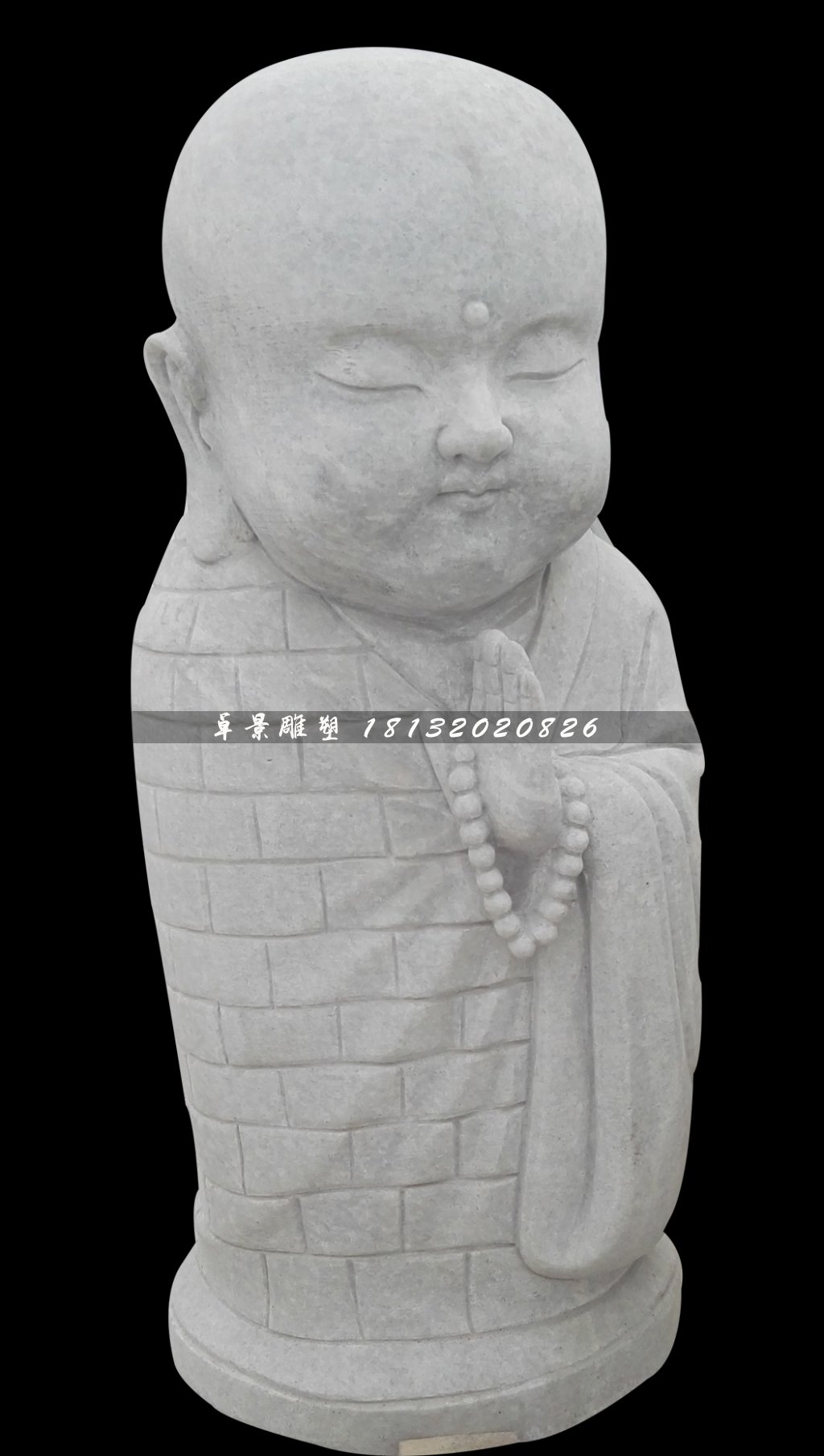 小和尚念經雕塑，人物石雕