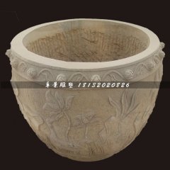 水缸石雕，大理石水槽雕塑