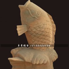石雕魚，晚霞紅噴水魚石雕