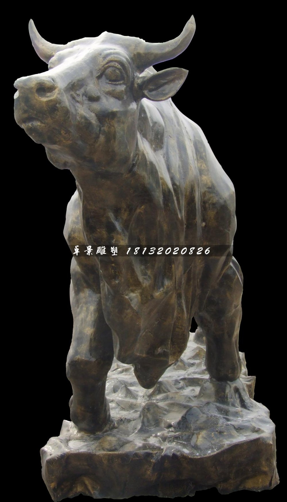 開荒牛雕塑，玻璃鋼仿銅牛雕塑 (1)