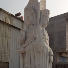 三面觀音石雕，立式觀音石雕