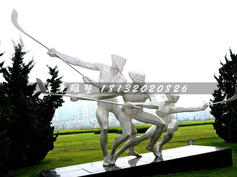 曲棍球雕塑，不銹鋼運(yùn)動雕塑