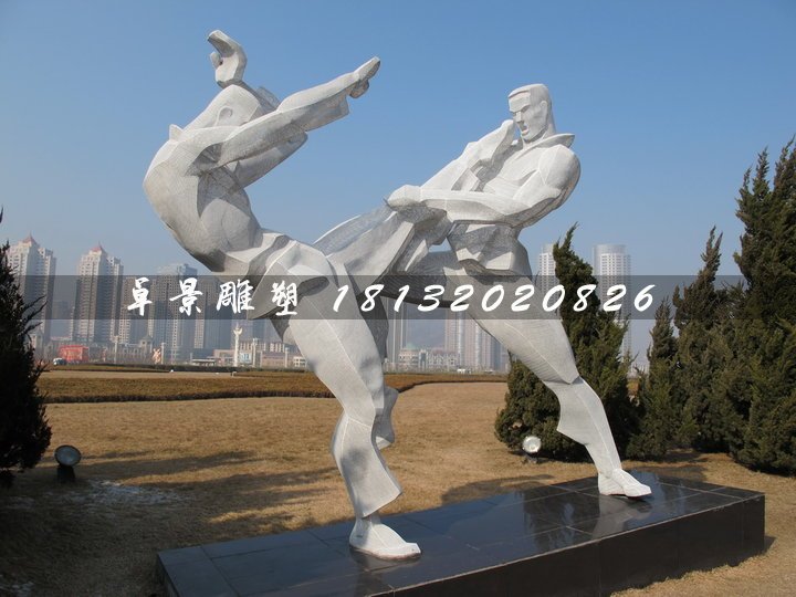 武術雕塑，不銹鋼抽象人物