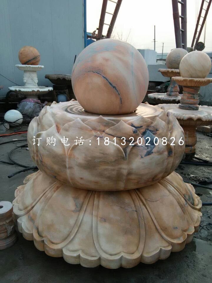 蓮花臺風(fēng)水球石雕晚霞紅風(fēng)水球雕塑