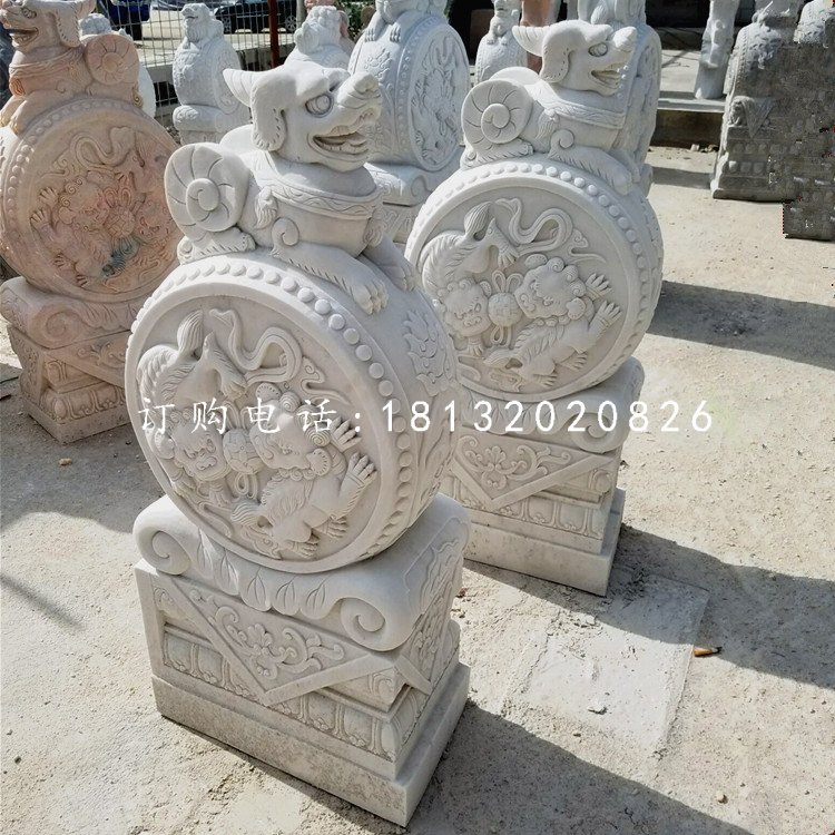 大理石門墩，門枕石雕塑