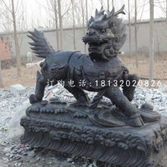 招財(cái)麒麟石雕，青石神獸