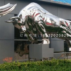 開(kāi)荒牛雕塑，不銹鋼牛