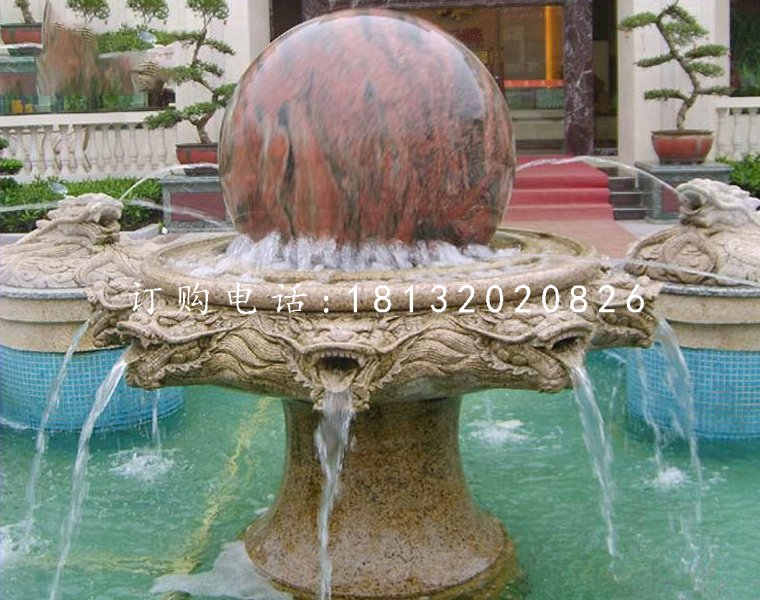 風水球噴泉石雕，小區景觀石雕