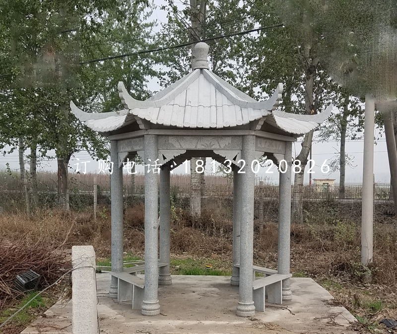 公園石涼亭，青石亭子