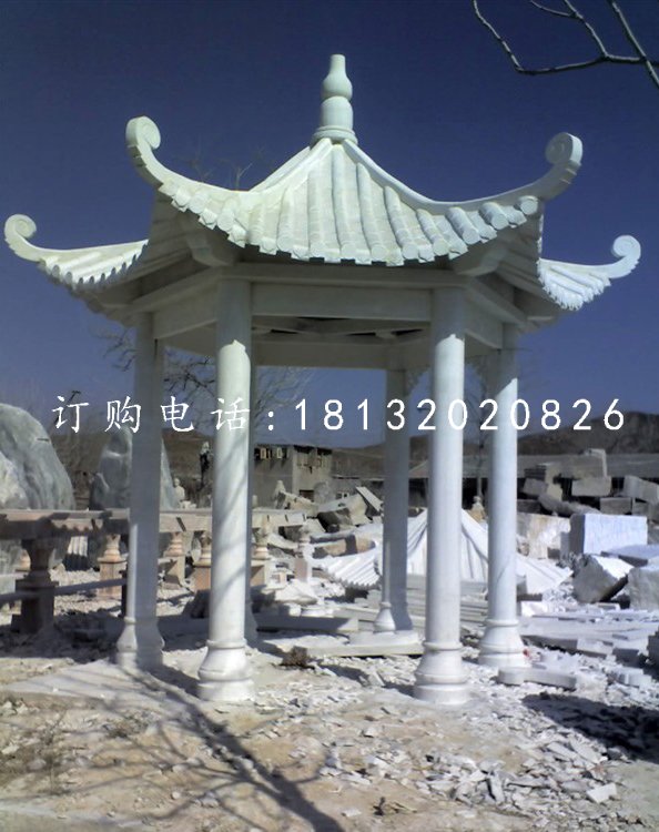 六角亭子，公園景觀石雕