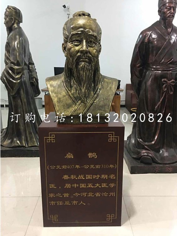 扁鵲胸像銅雕，醫學名人銅雕