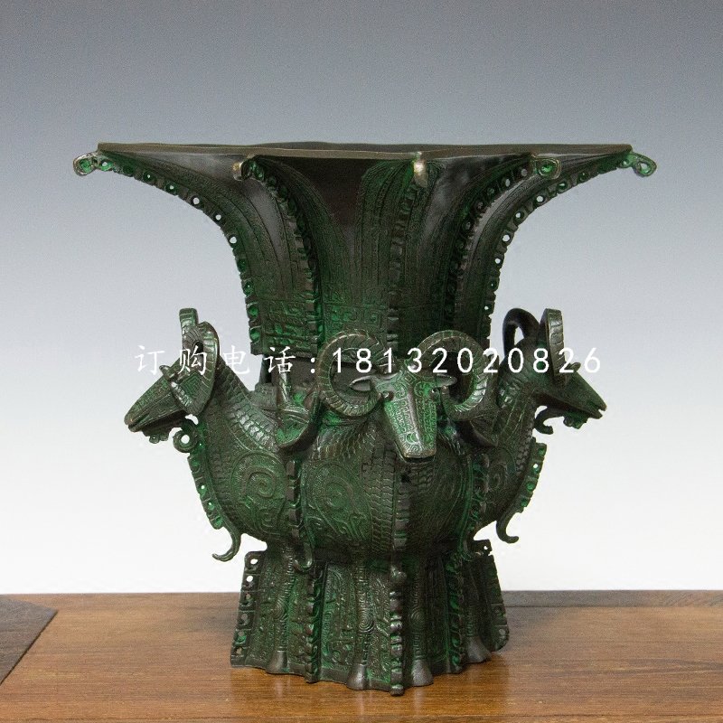 四羊方尊銅雕，仿古青銅雕塑