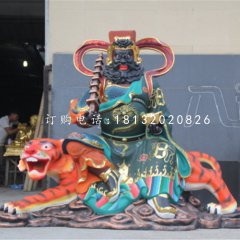 騎虎財(cái)神趙公明雕塑，玻璃鋼武財(cái)神