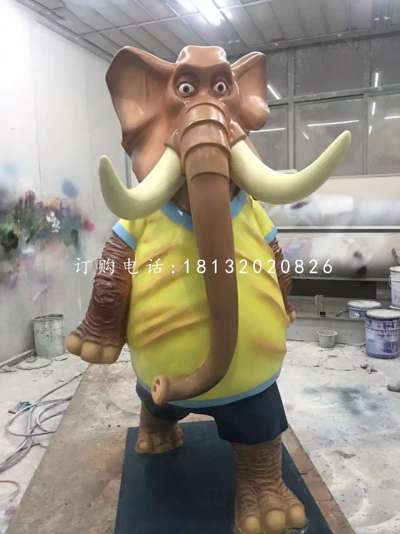 玻璃鋼大象，卡通大象雕塑