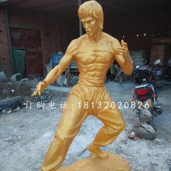 功夫明星李小龍雕塑，玻璃鋼人物