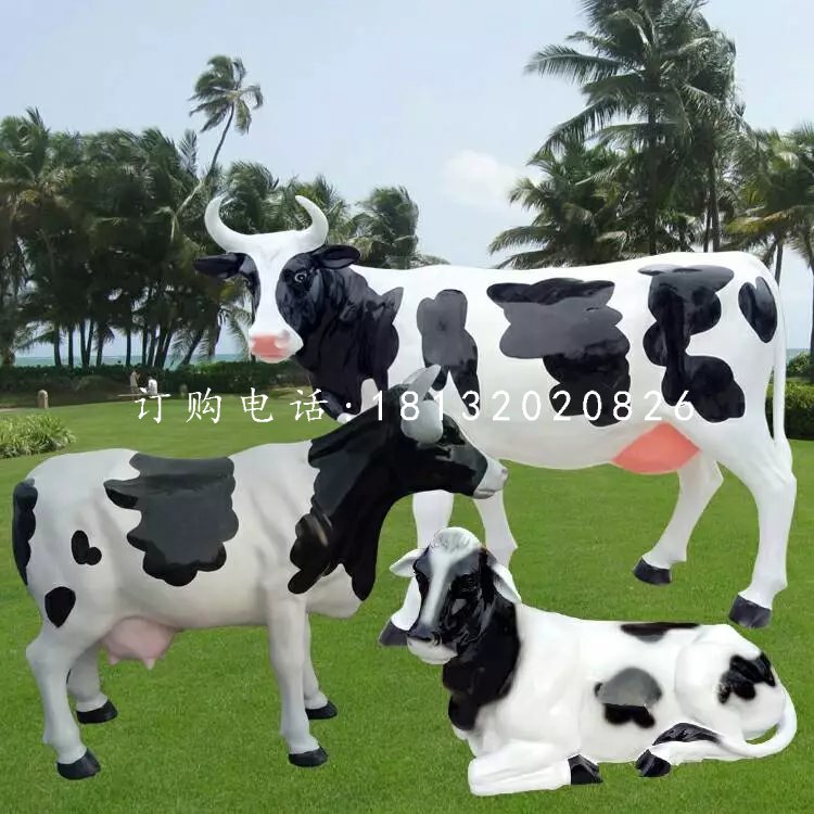 玻璃鋼奶牛雕塑，仿真動(dòng)物雕塑 (2)