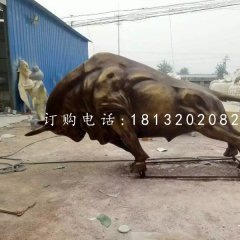 玻璃鋼開荒牛雕塑，仿銅動物雕塑