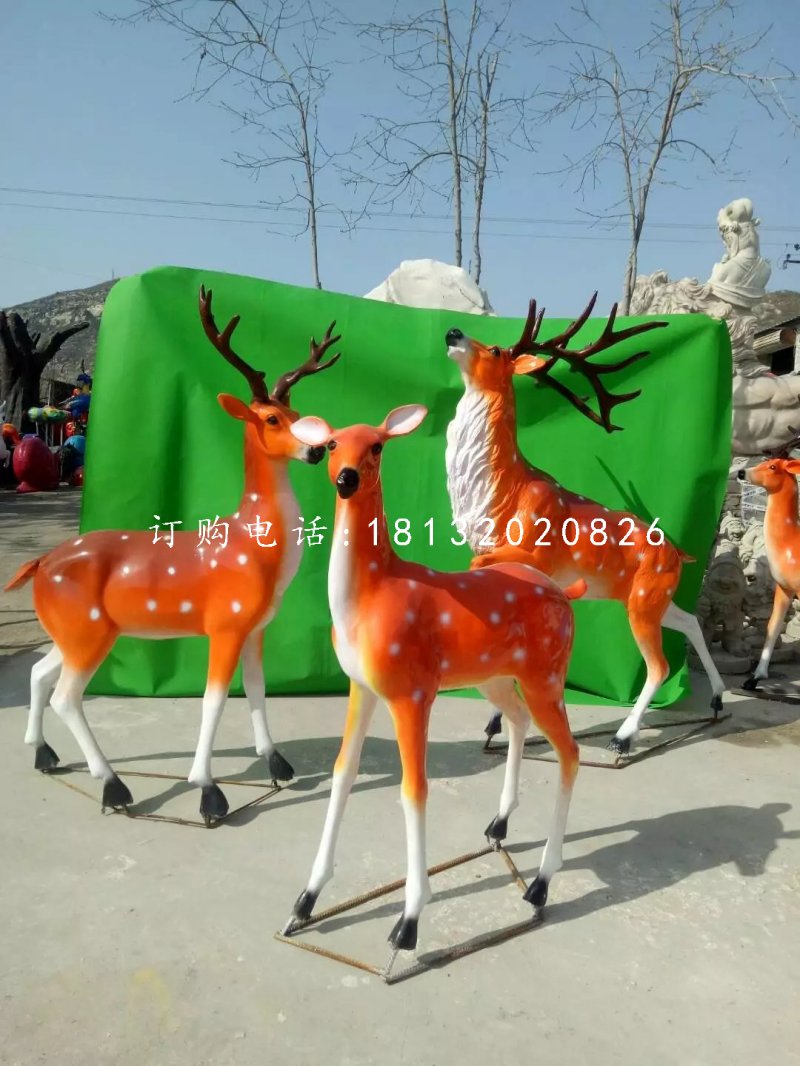 玻璃鋼梅花鹿雕塑，仿真動(dòng)物雕塑 (7)