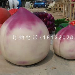 玻璃桃子雕塑，仿真水果