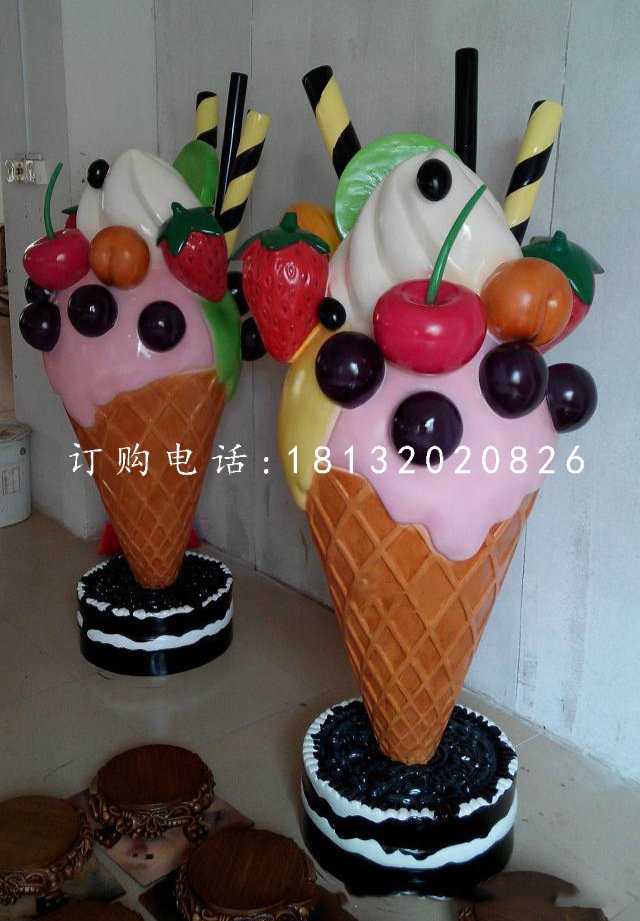 玻璃鋼冰淇淋雕塑，仿真雕塑