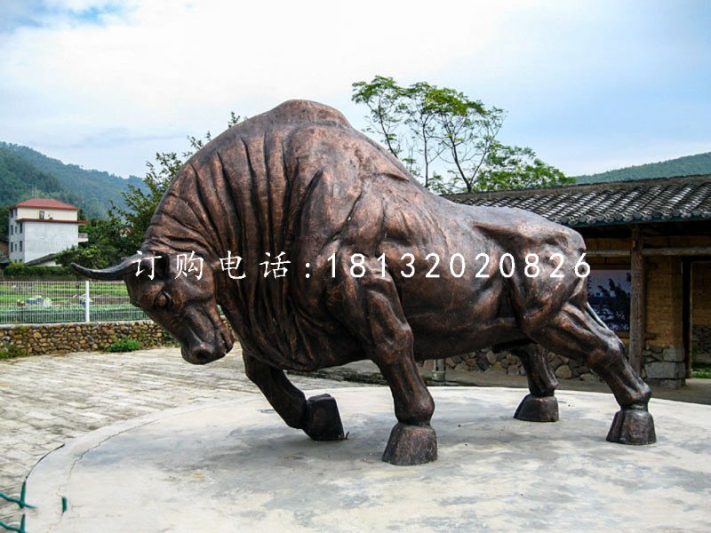銅雕開荒牛，動(dòng)物銅雕