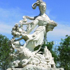 天女散花石雕，公園仙女雕塑