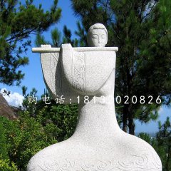 吹笛子雕塑，抽象古代美女雕塑